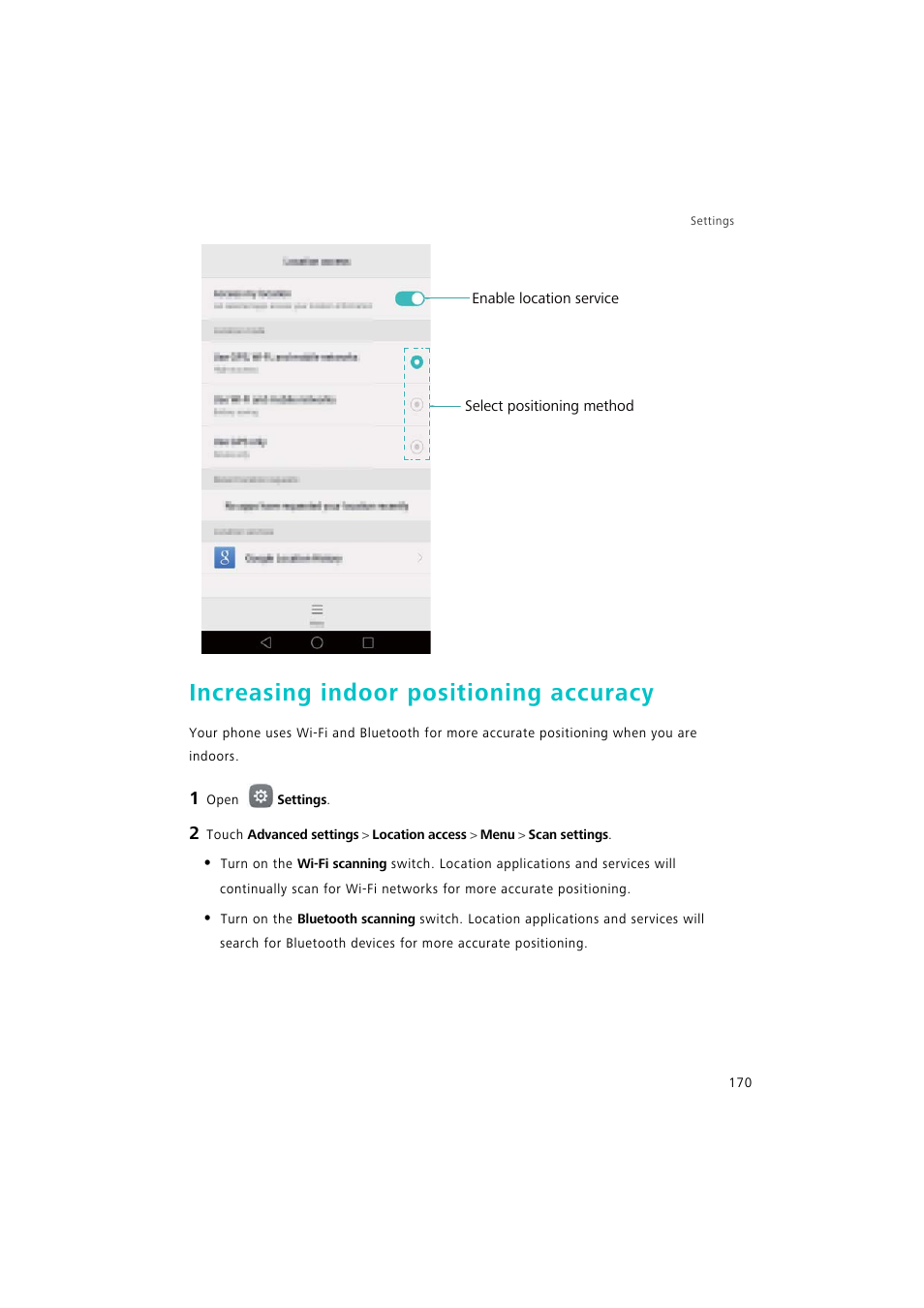 Increasing indoor positioning accuracy | Huawei P9 Lite User Manual | Page 177 / 204