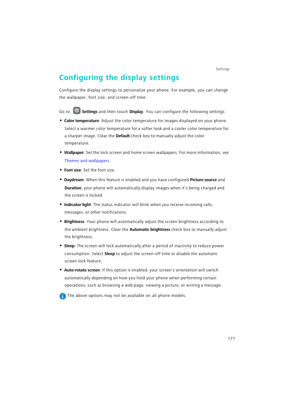 Configuring the display settings, To lea | Huawei P9 Lite User Manual | Page 178 / 204