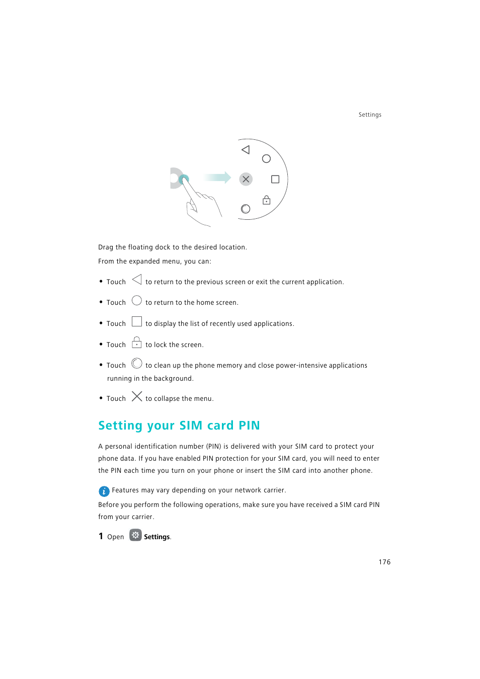 Setting your sim card pin | Huawei P9 Lite User Manual | Page 183 / 204