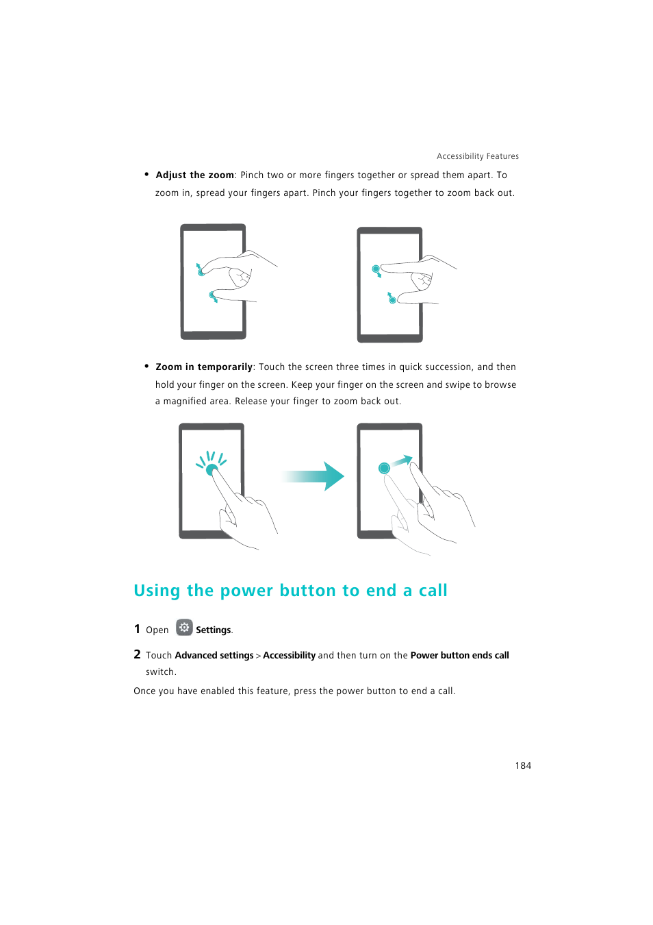 Using the power button to end a call | Huawei P9 Lite User Manual | Page 191 / 204