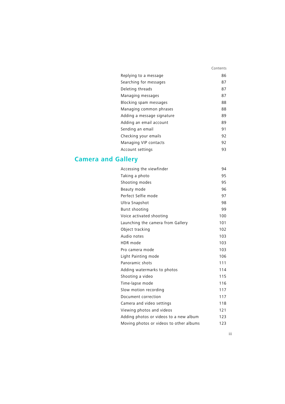 Camera and gallery | Huawei P9 Lite User Manual | Page 4 / 204