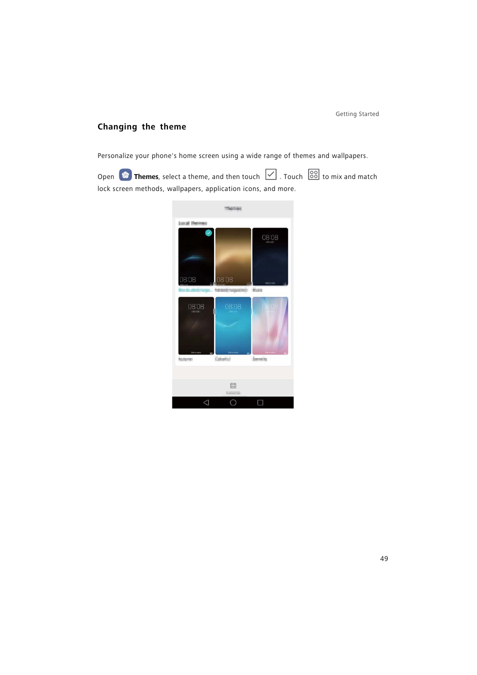 Changing the theme | Huawei P9 Lite User Manual | Page 56 / 204