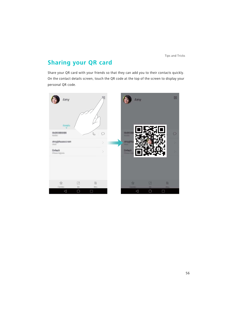 Sharing your qr card | Huawei P9 Lite User Manual | Page 63 / 204