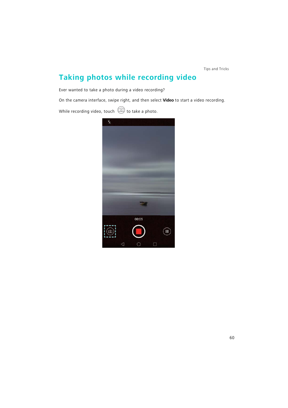 Taking photos while recording video | Huawei P9 Lite User Manual | Page 67 / 204