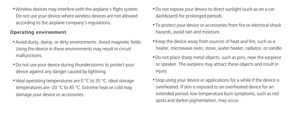 Operating environment | Huawei Mate 8 User Manual | Page 15 / 32