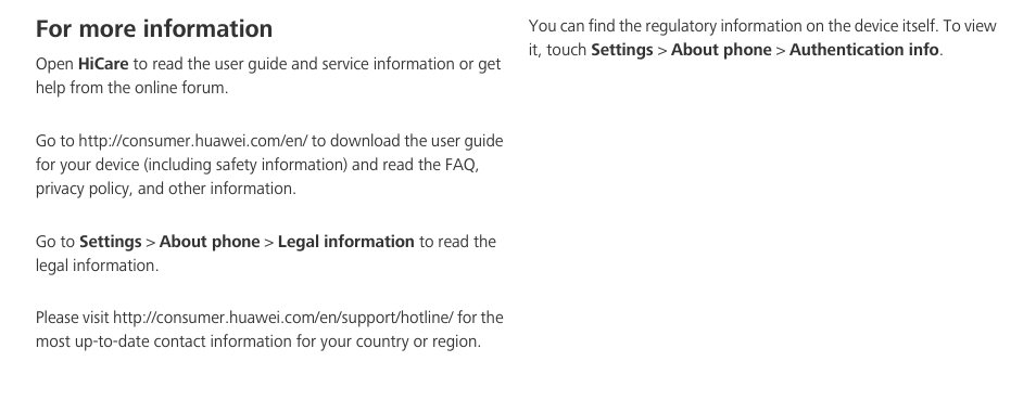 For more information | Huawei Mate 8 User Manual | Page 2 / 32