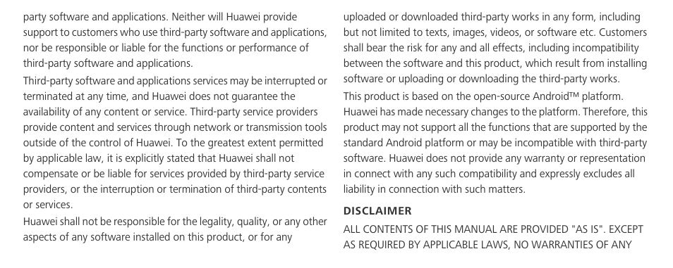 Disclaimer | Huawei Mate 8 User Manual | Page 29 / 32