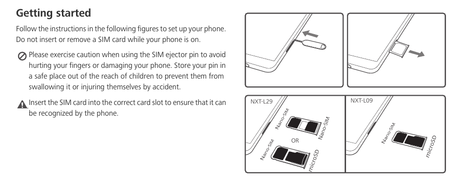 Getting started | Huawei Mate 8 User Manual | Page 4 / 32