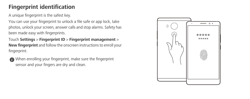 Fingerprint identification | Huawei Mate 8 User Manual | Page 5 / 32