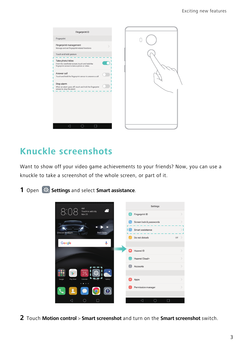 Knuckle screenshots | Huawei Mate 8 User Manual | Page 10 / 218