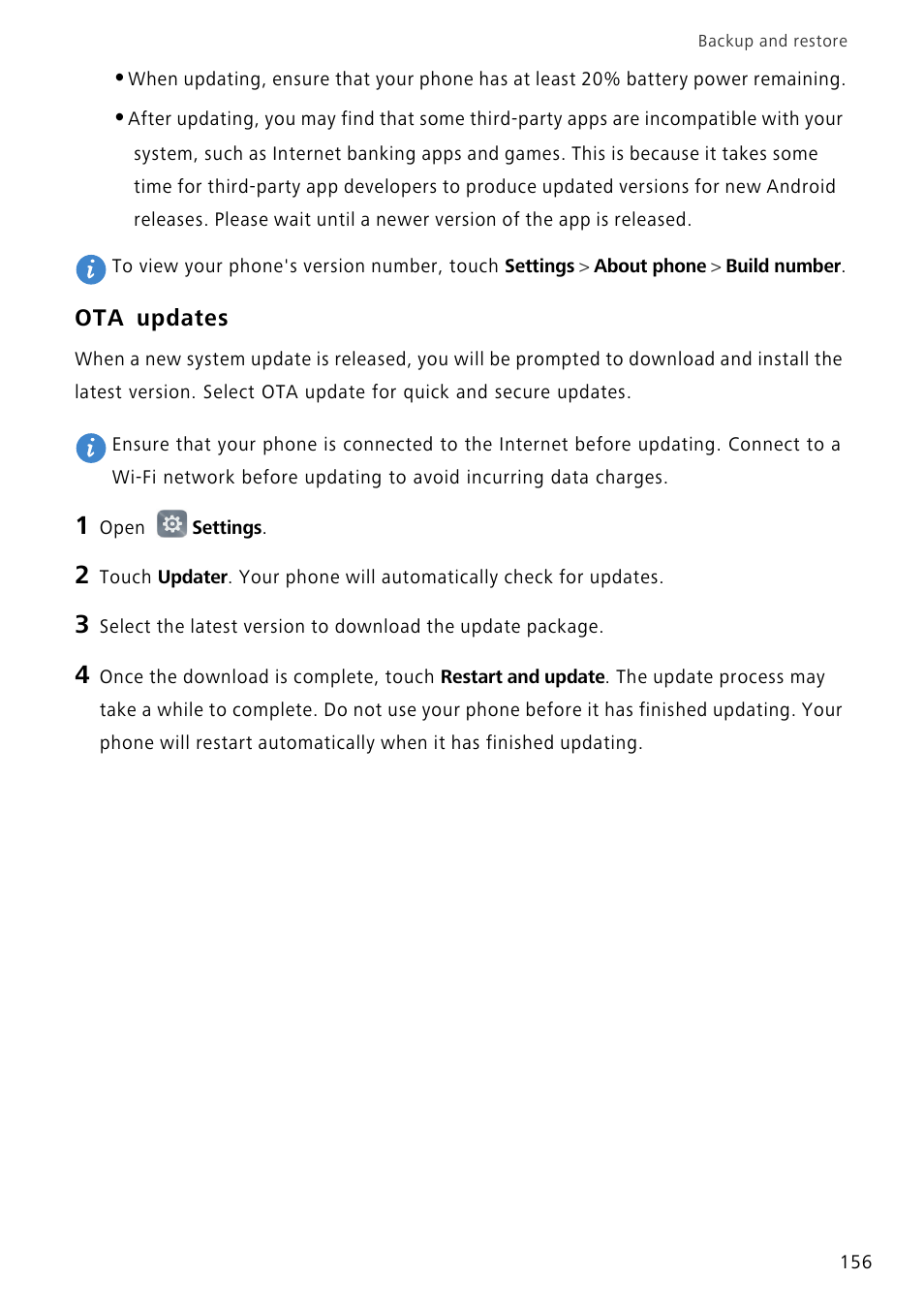 Ota updates | Huawei Mate 8 User Manual | Page 163 / 218