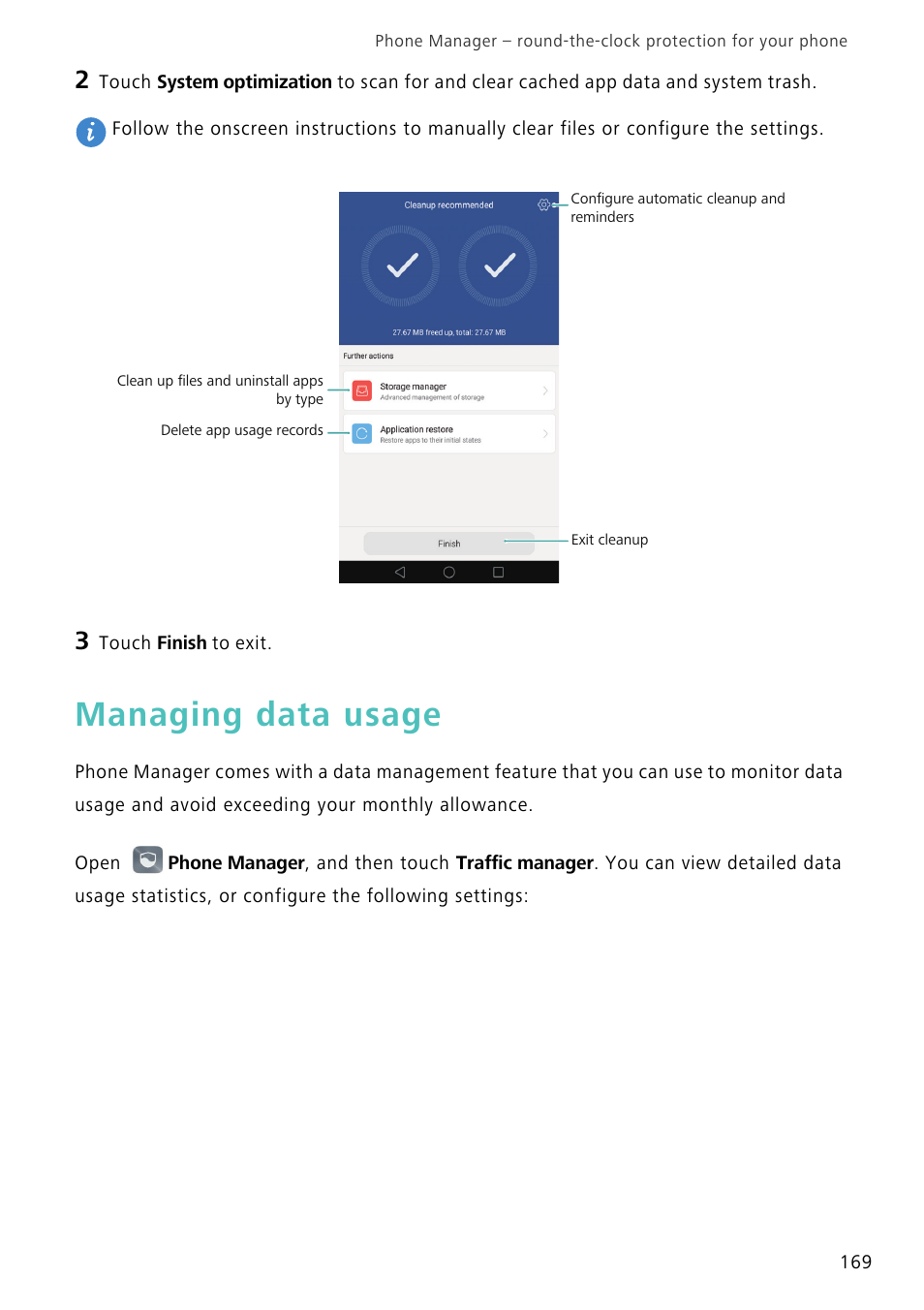 Managing data usage | Huawei Mate 8 User Manual | Page 176 / 218