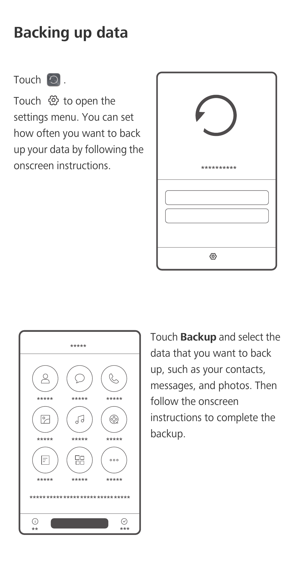 Backing up data | Huawei P9 User Manual | Page 10 / 32