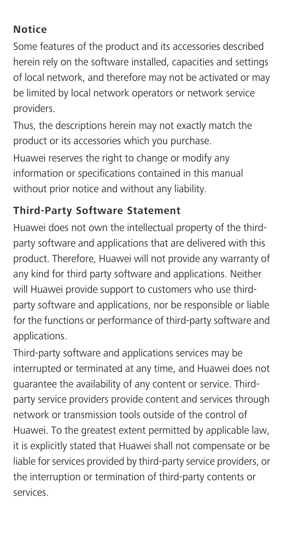 Notice, Third-party software statement | Huawei P9 User Manual | Page 29 / 32