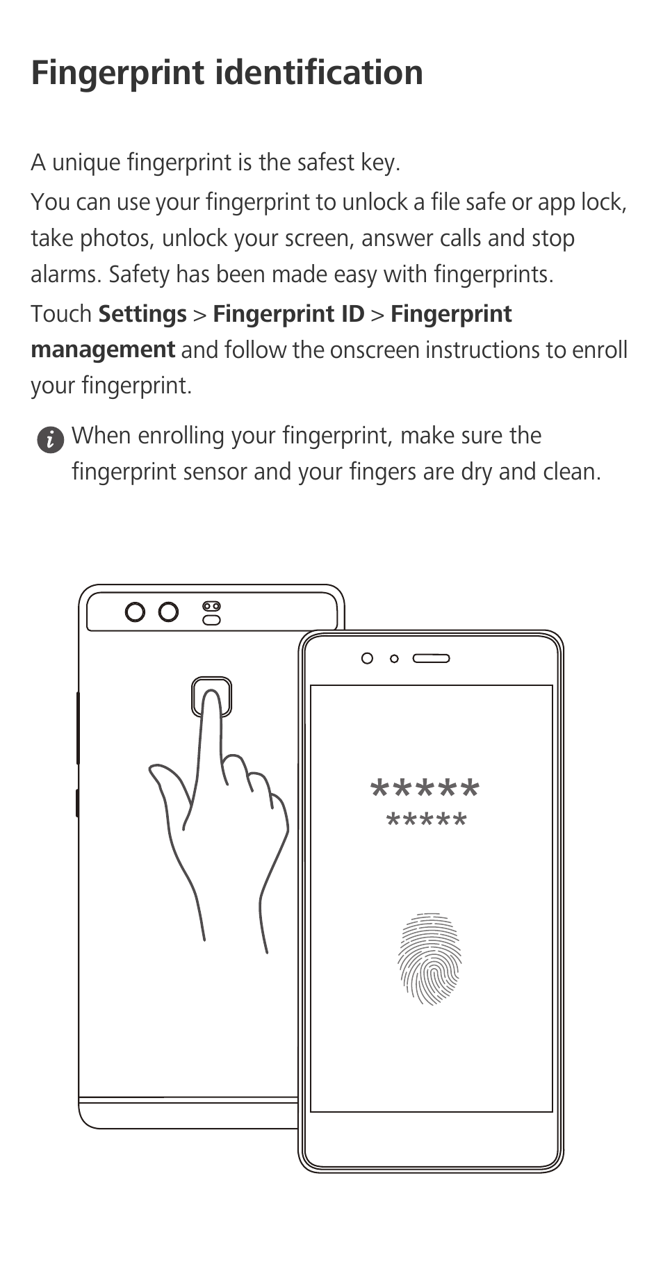 Fingerprint identification | Huawei P9 User Manual | Page 5 / 32