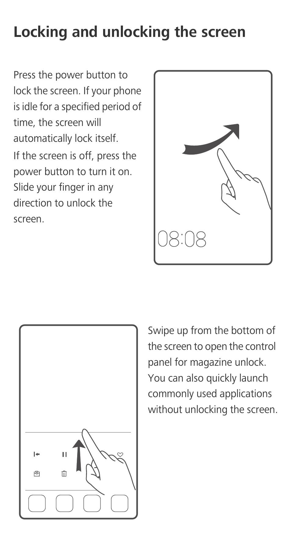 Locking and unlocking the screen | Huawei P9 User Manual | Page 6 / 32