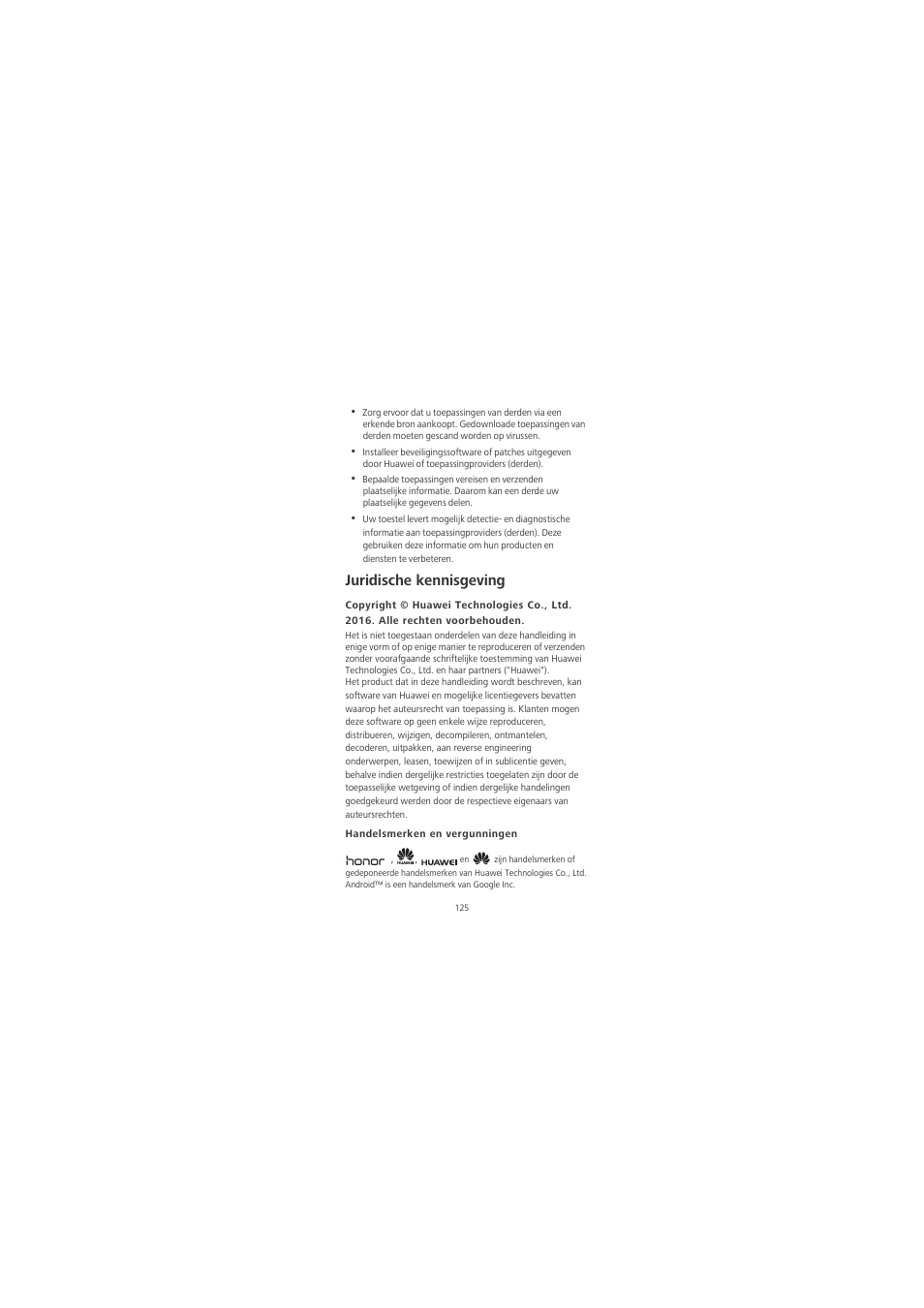 Juridische kennisgeving, Handelsmerken en vergunningen | Huawei Honor 6X User Manual | Page 129 / 156