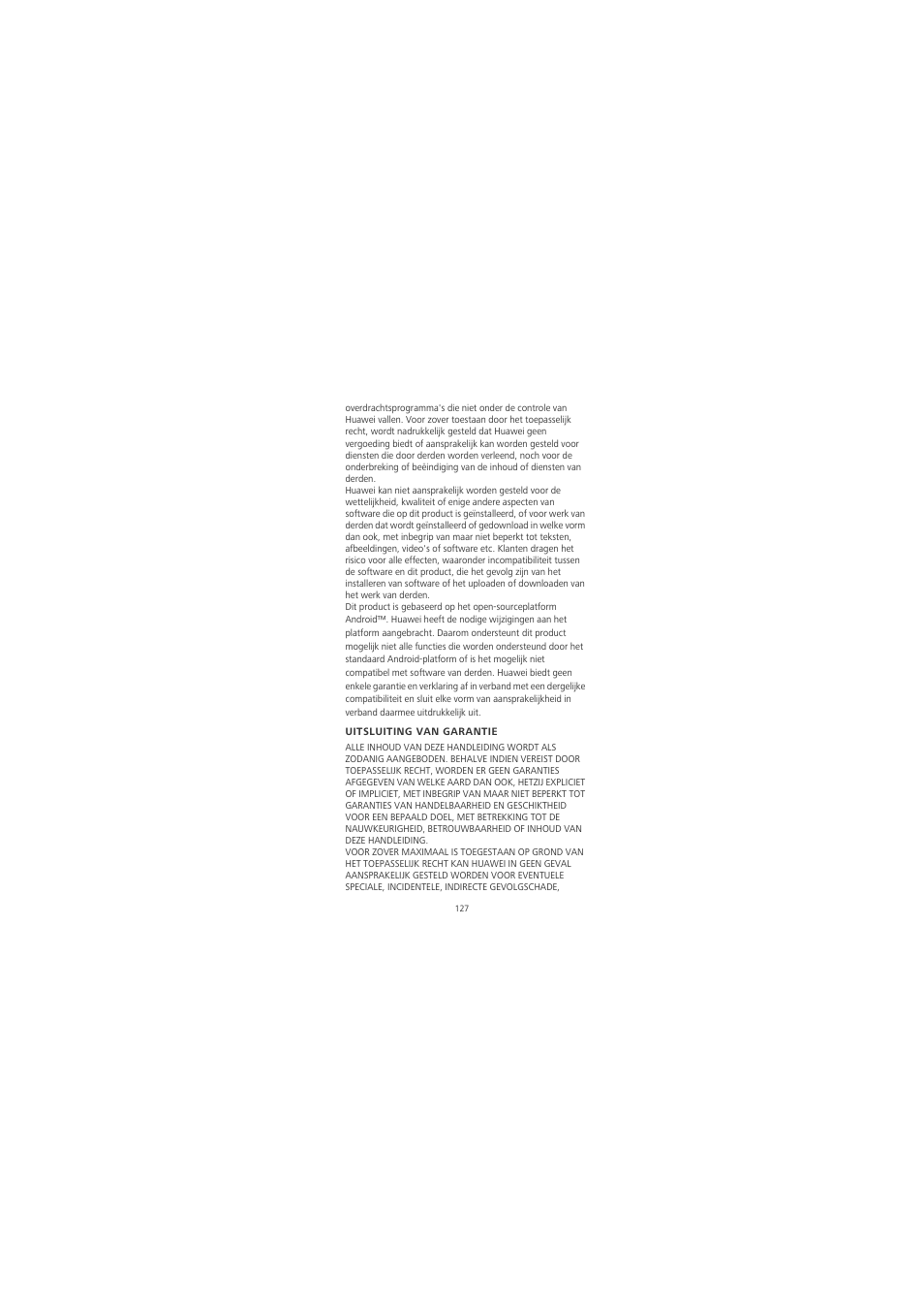 Uitsluiting van garantie | Huawei Honor 6X User Manual | Page 131 / 156