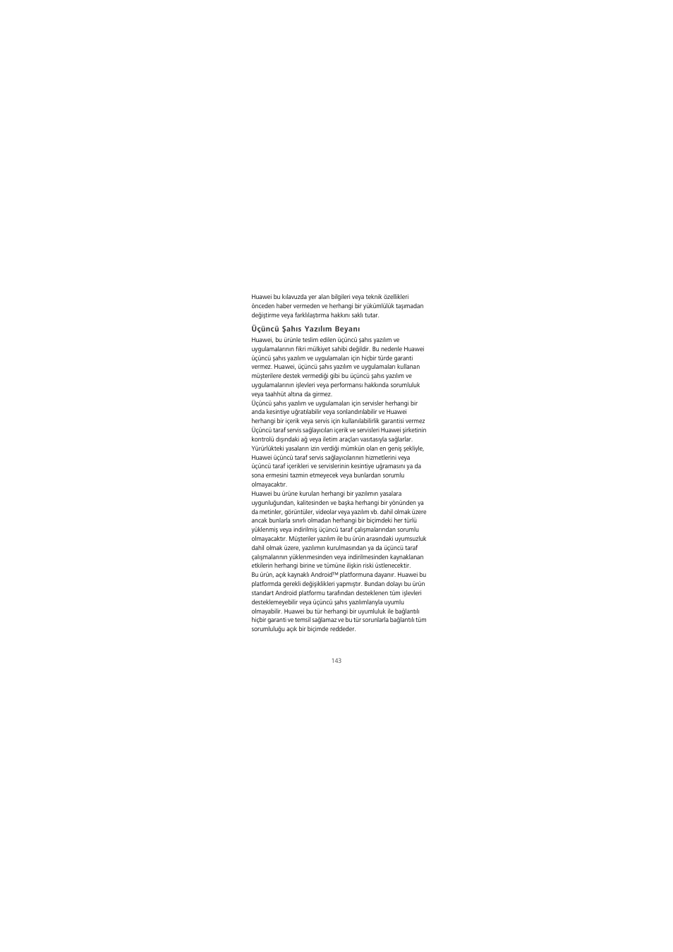 Üçüncü şahıs yazılım beyanı | Huawei Honor 6X User Manual | Page 147 / 156