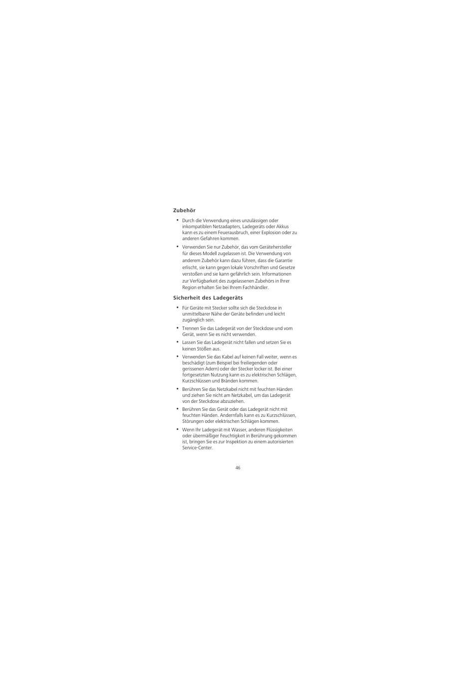 Zubehör, Sicherheit des ladegeräts | Huawei Honor 6X User Manual | Page 50 / 156