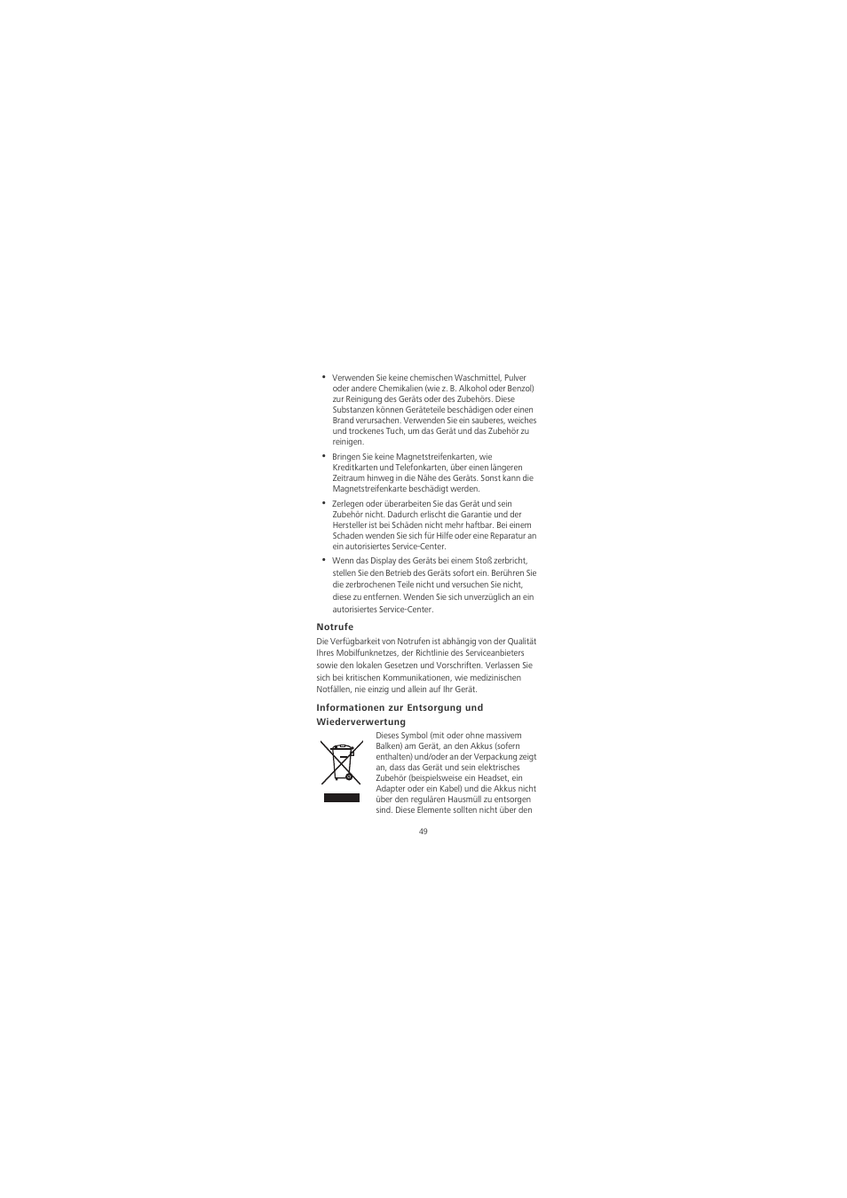 Notrufe, Informationen zur entsorgung und wiederverwertung | Huawei Honor 6X User Manual | Page 53 / 156