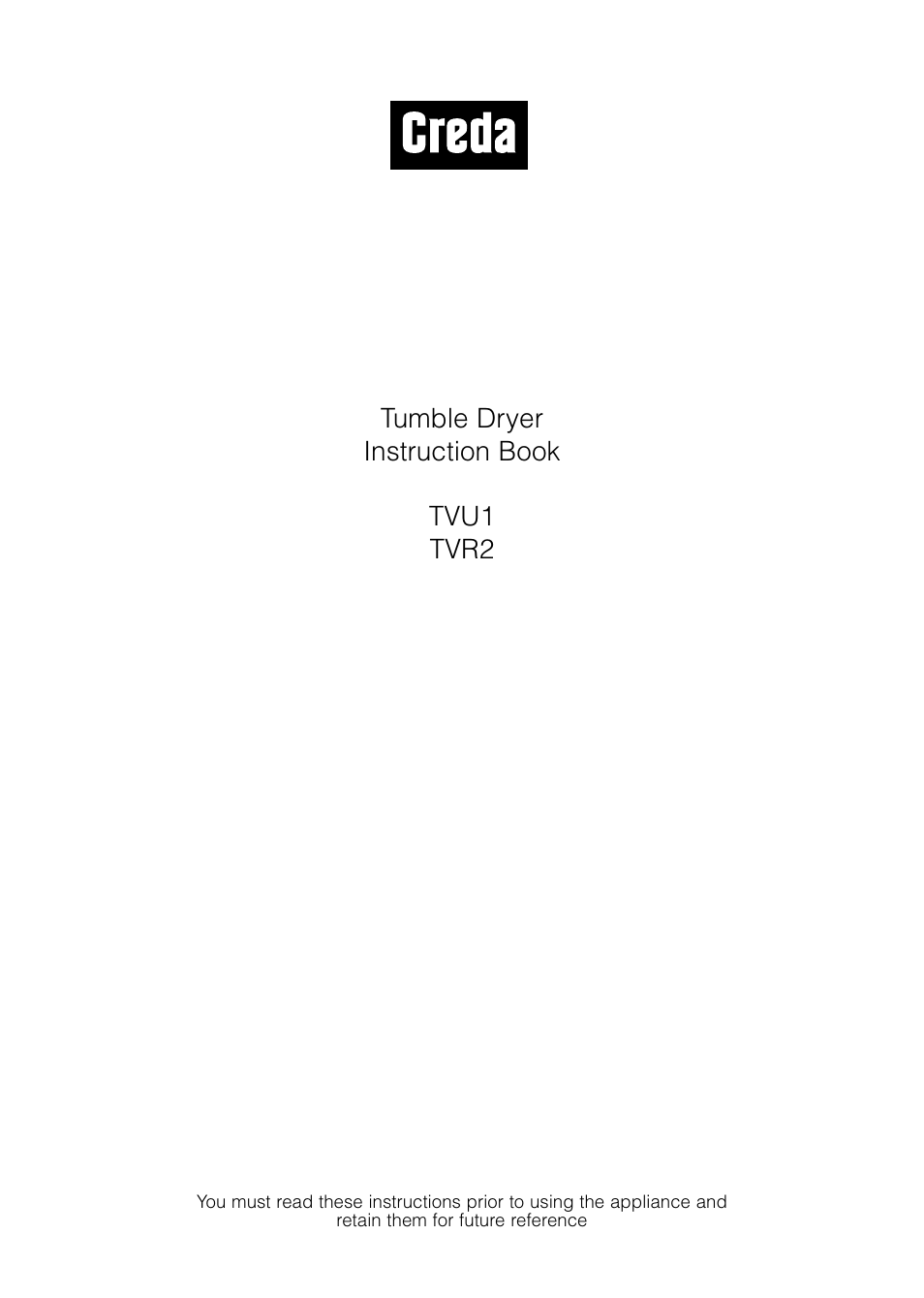 Creda TVU1 TVR2 User Manual | 16 pages