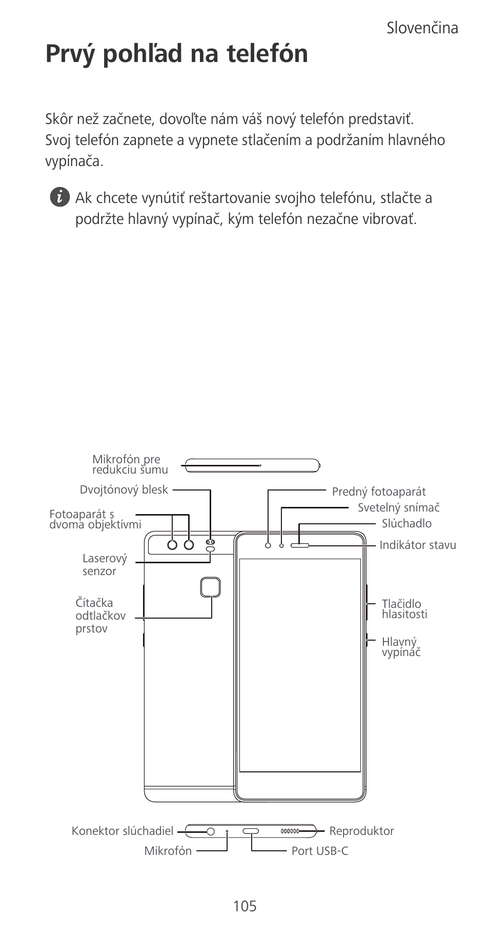 Prvý pohľad na telefón, Slovenčina | Huawei P9 User Manual | Page 109 / 198