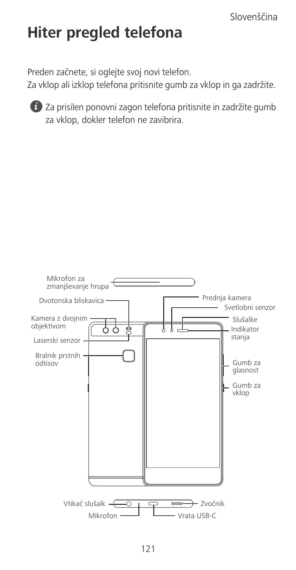 Hiter pregled telefona, Slovenščina | Huawei P9 User Manual | Page 125 / 198