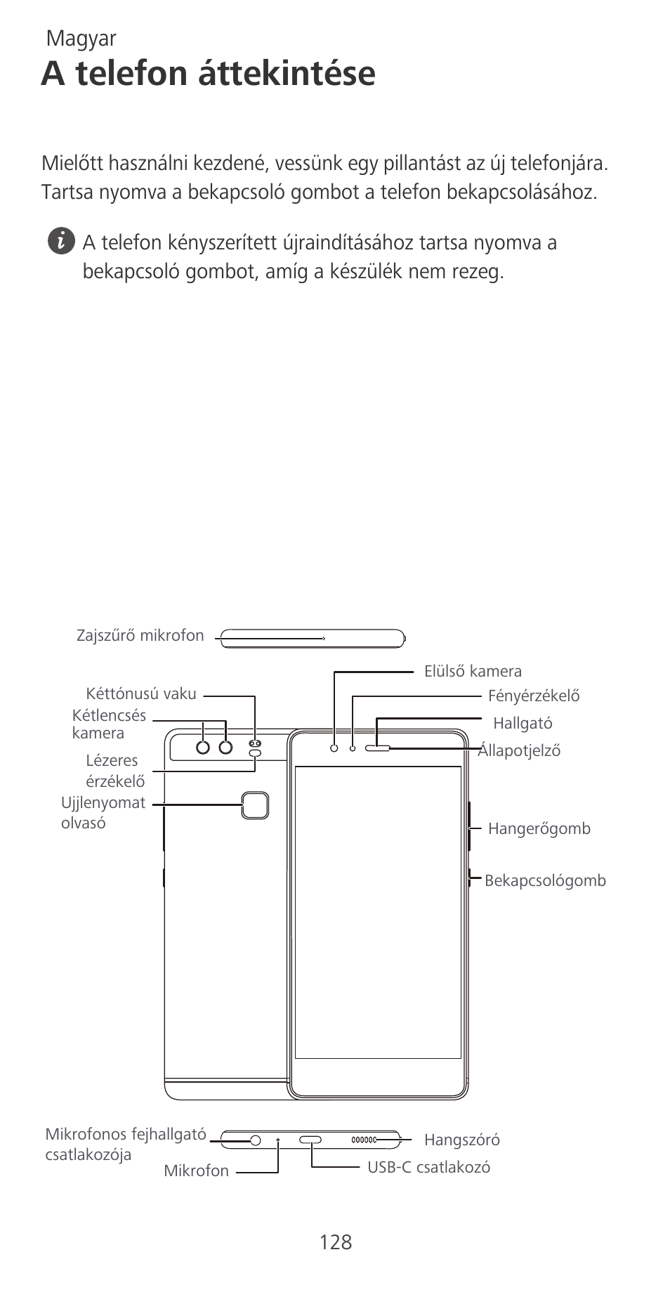 A telefon áttekintése, Magyar | Huawei P9 User Manual | Page 132 / 198