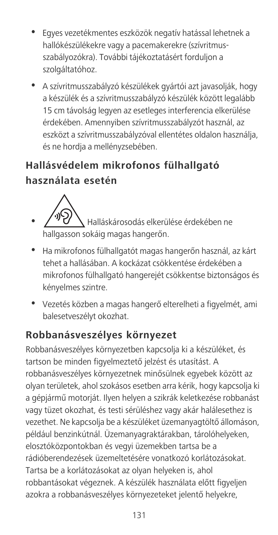 Robbanásveszélyes környezet | Huawei P9 User Manual | Page 135 / 198