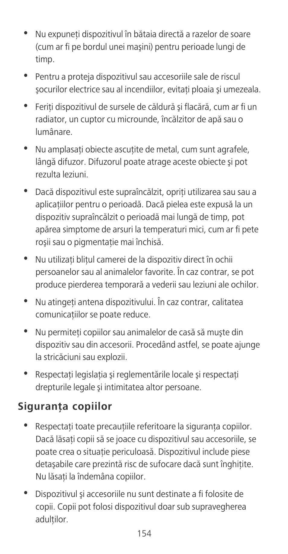 Siguranţa copiilor | Huawei P9 User Manual | Page 158 / 198