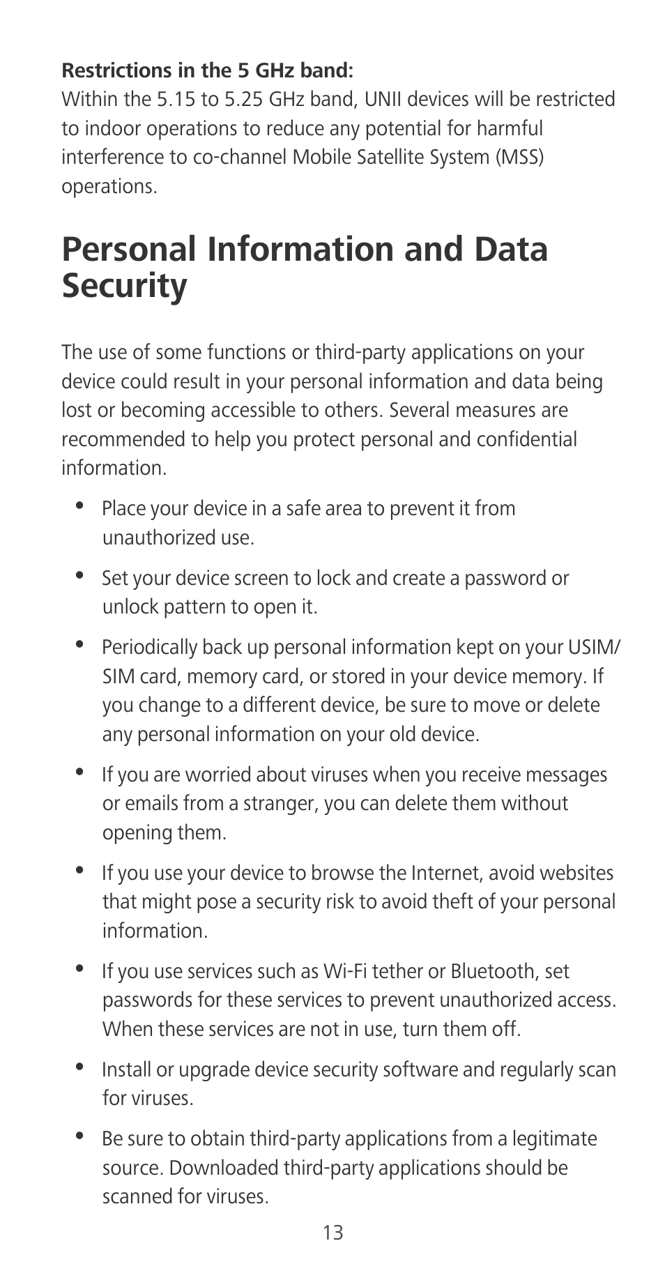 Personal information and data security | Huawei P9 User Manual | Page 17 / 198