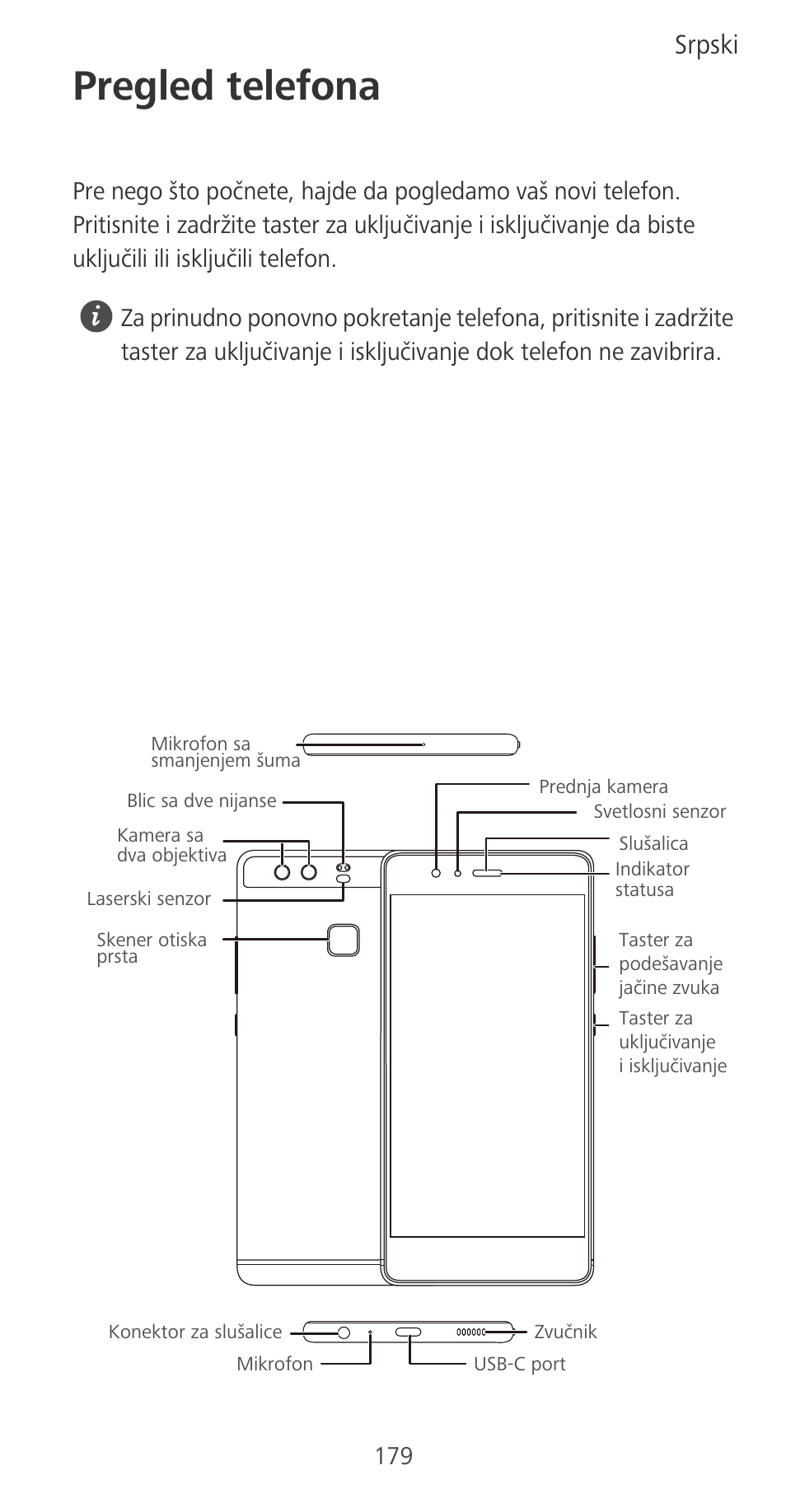 Pregled telefona, Srpski | Huawei P9 User Manual | Page 183 / 198