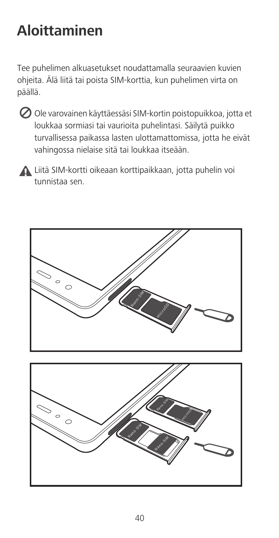 Aloittaminen | Huawei P9 User Manual | Page 44 / 198
