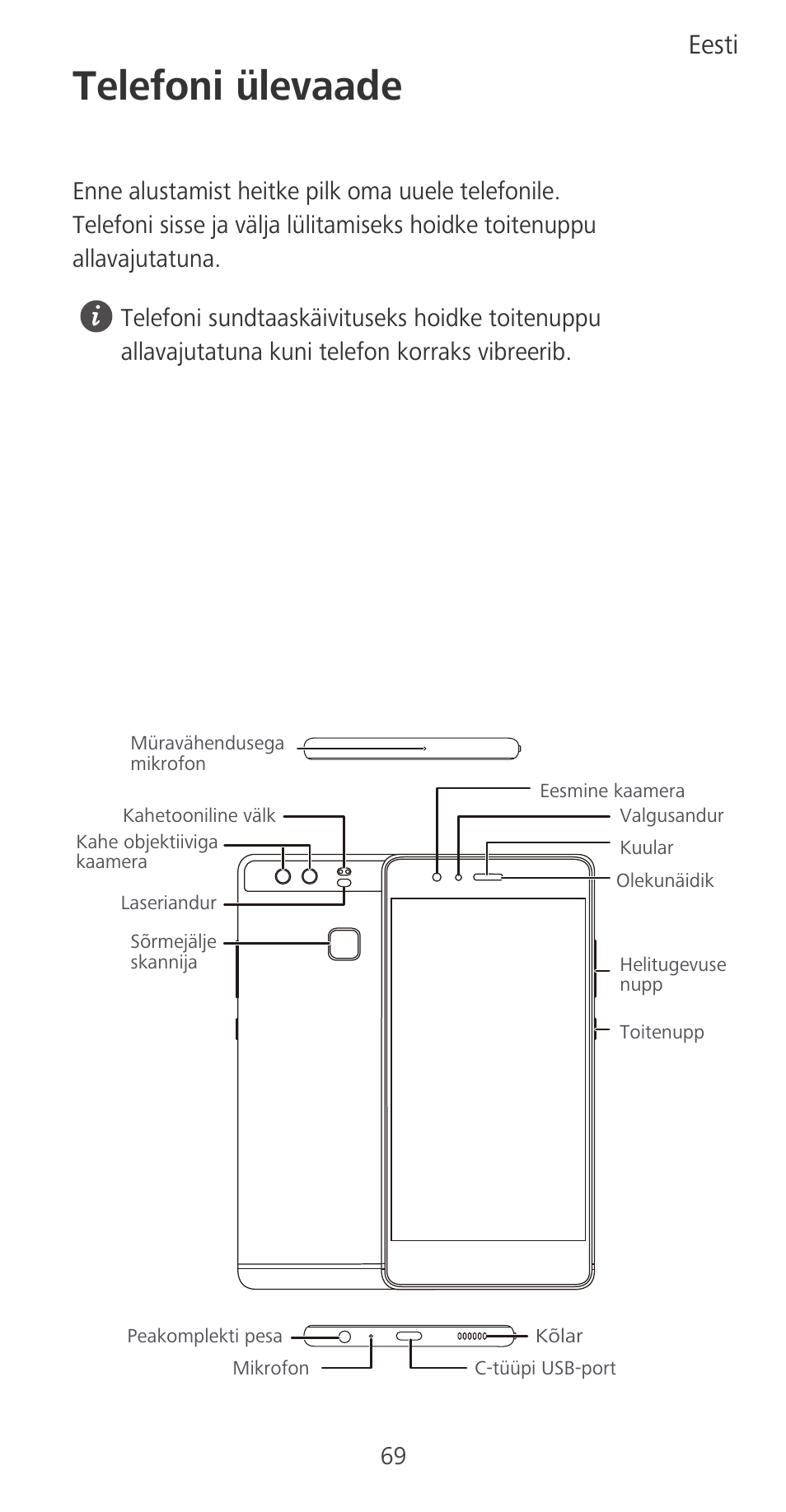 Telefoni ülevaade, Eesti | Huawei P9 User Manual | Page 73 / 198