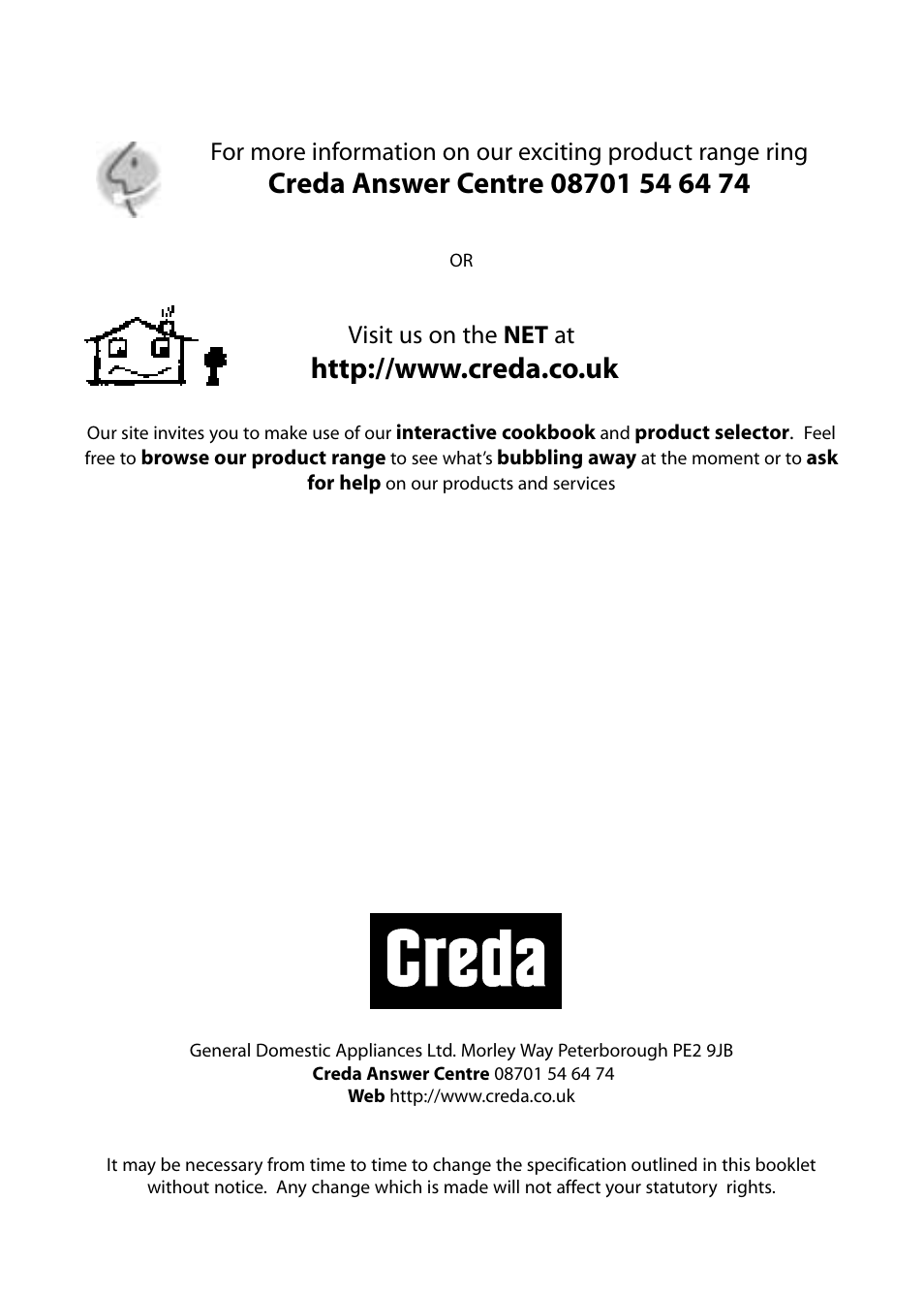 Visit us on the net at | Creda S420E User Manual | Page 2 / 40