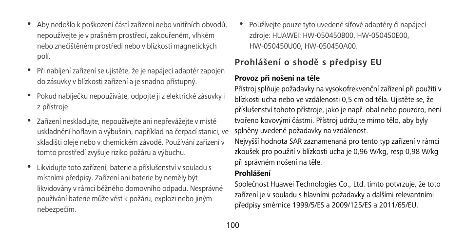 Prohlášení o shodě s předpisy eu | Huawei Mate 9 Pro User Manual | Page 104 / 202