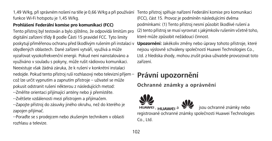 Právní upozornění, Ochranné známky a oprávnění | Huawei Mate 9 Pro User Manual | Page 106 / 202