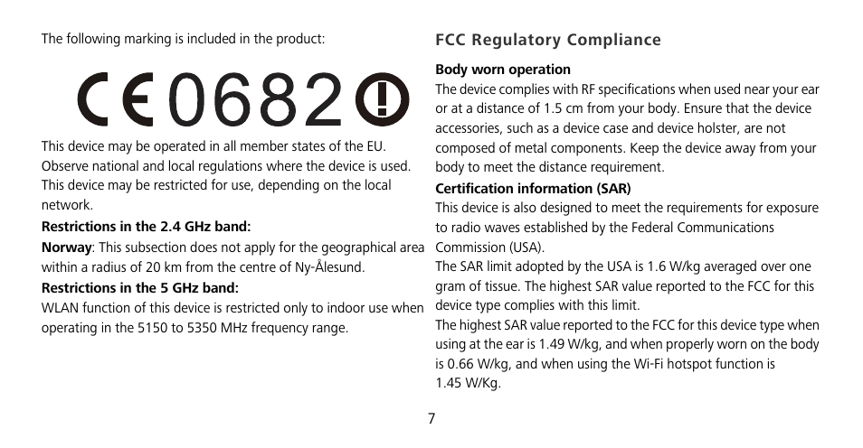 Fcc regulatory compliance | Huawei Mate 9 Pro User Manual | Page 11 / 202