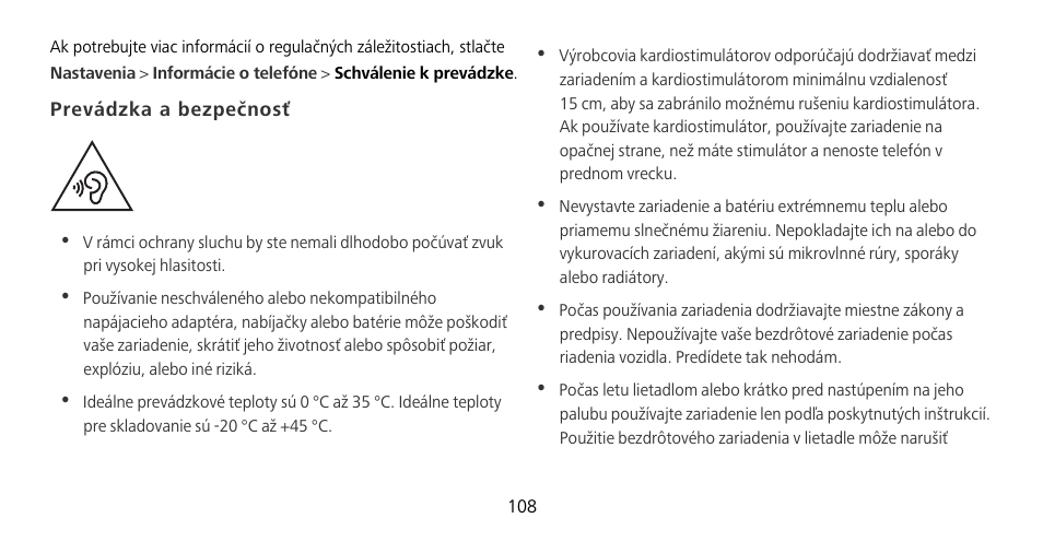 Prevádzka a bezpečnosť | Huawei Mate 9 Pro User Manual | Page 112 / 202