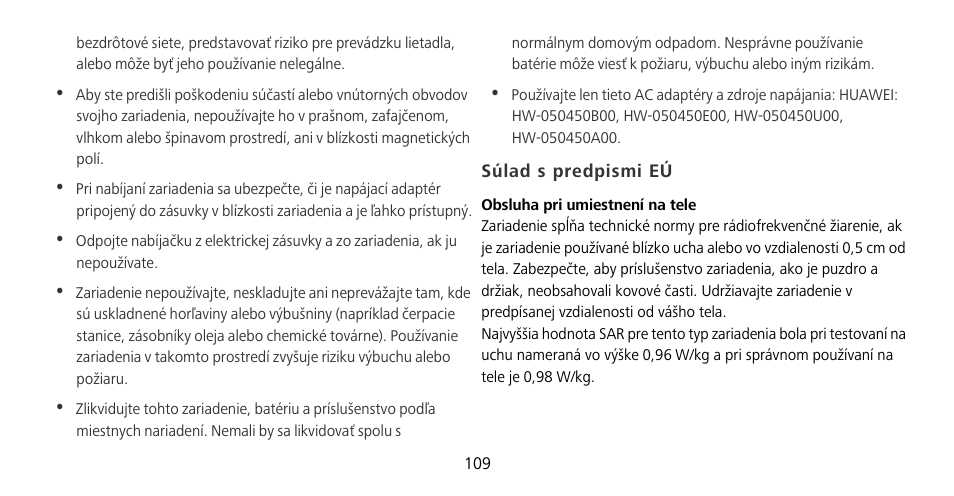 Súlad s predpismi eú | Huawei Mate 9 Pro User Manual | Page 113 / 202