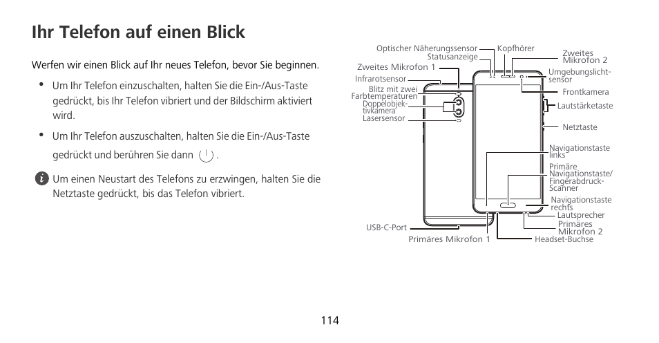 Ihr telefon auf einen blick | Huawei Mate 9 Pro User Manual | Page 118 / 202