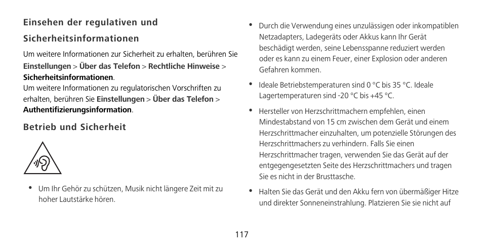 Betrieb und sicherheit | Huawei Mate 9 Pro User Manual | Page 121 / 202