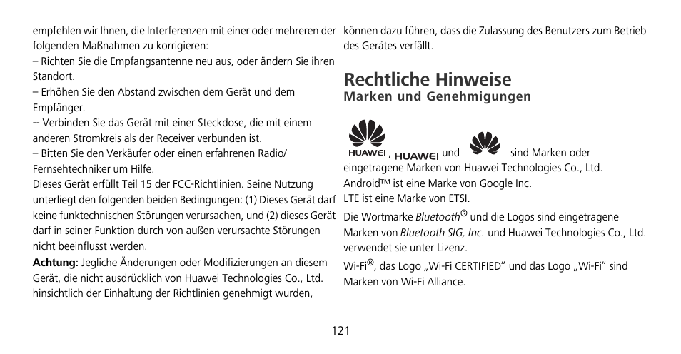 Rechtliche hinweise, Marken und genehmigungen | Huawei Mate 9 Pro User Manual | Page 125 / 202