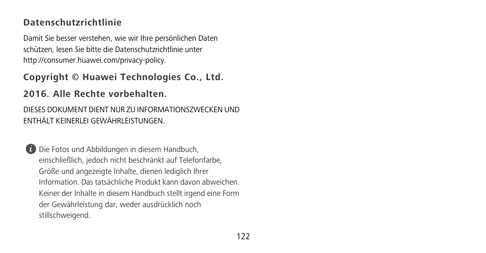 Datenschutzrichtlinie | Huawei Mate 9 Pro User Manual | Page 126 / 202