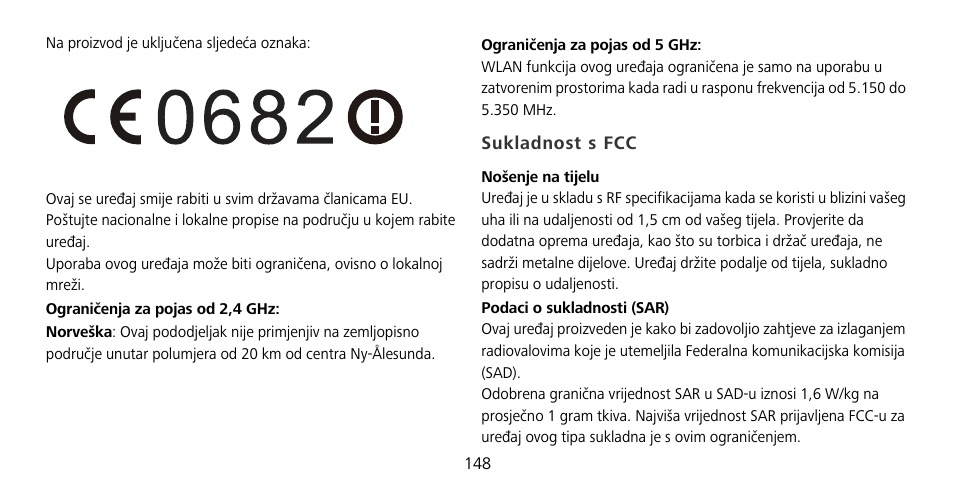 Sukladnost s fcc | Huawei Mate 9 Pro User Manual | Page 152 / 202