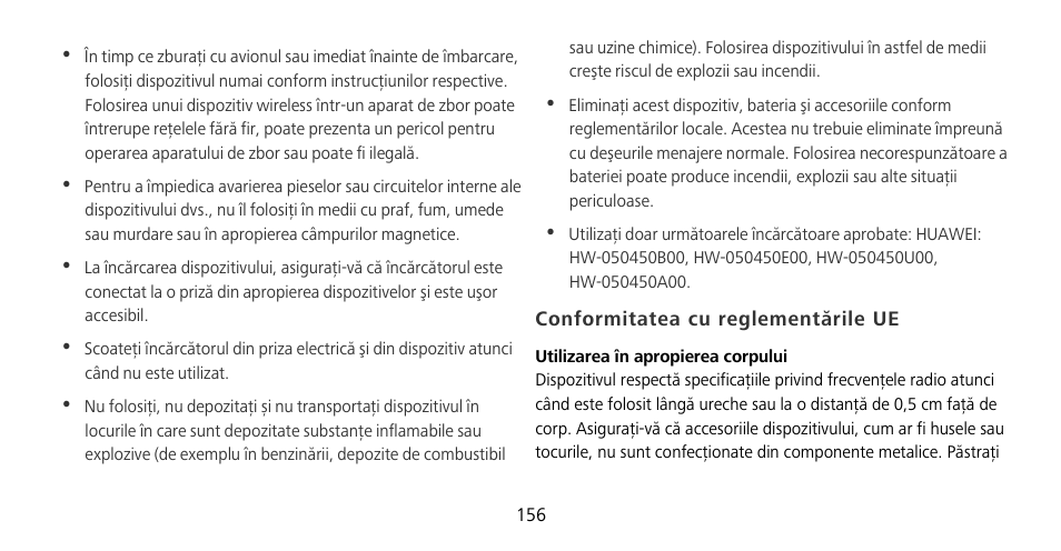 Conformitatea cu reglementările ue | Huawei Mate 9 Pro User Manual | Page 160 / 202