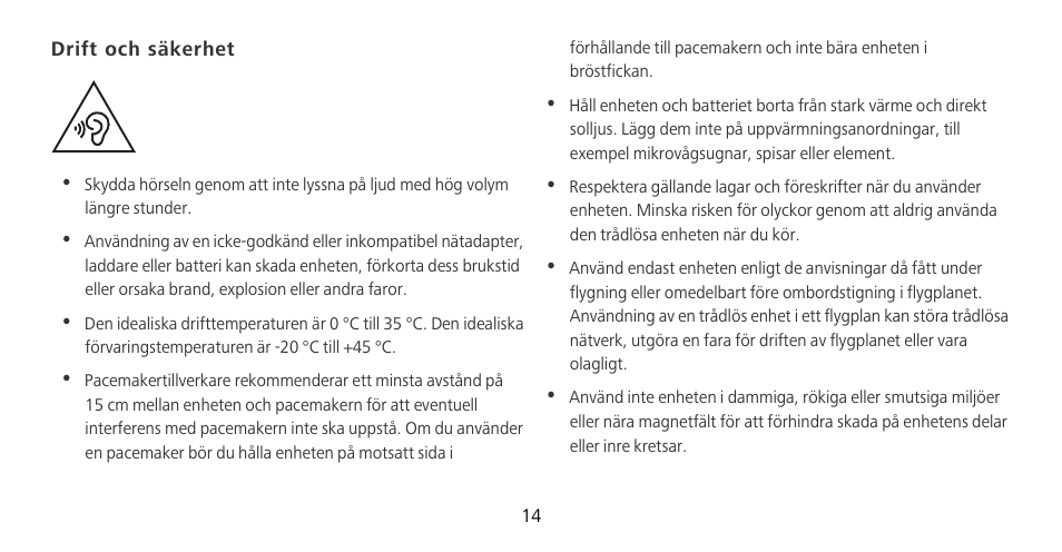 Drift och säkerhet | Huawei Mate 9 Pro User Manual | Page 18 / 202