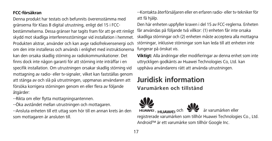 Juridisk information, Varumärken och tillstånd | Huawei Mate 9 Pro User Manual | Page 21 / 202