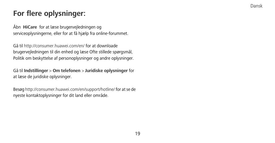 For flere oplysninger | Huawei Mate 9 Pro User Manual | Page 23 / 202